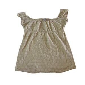 Vtg Y2K 2000s Cream Dot Baby Doll Blouse Sz S Cottagecore Lace Trim